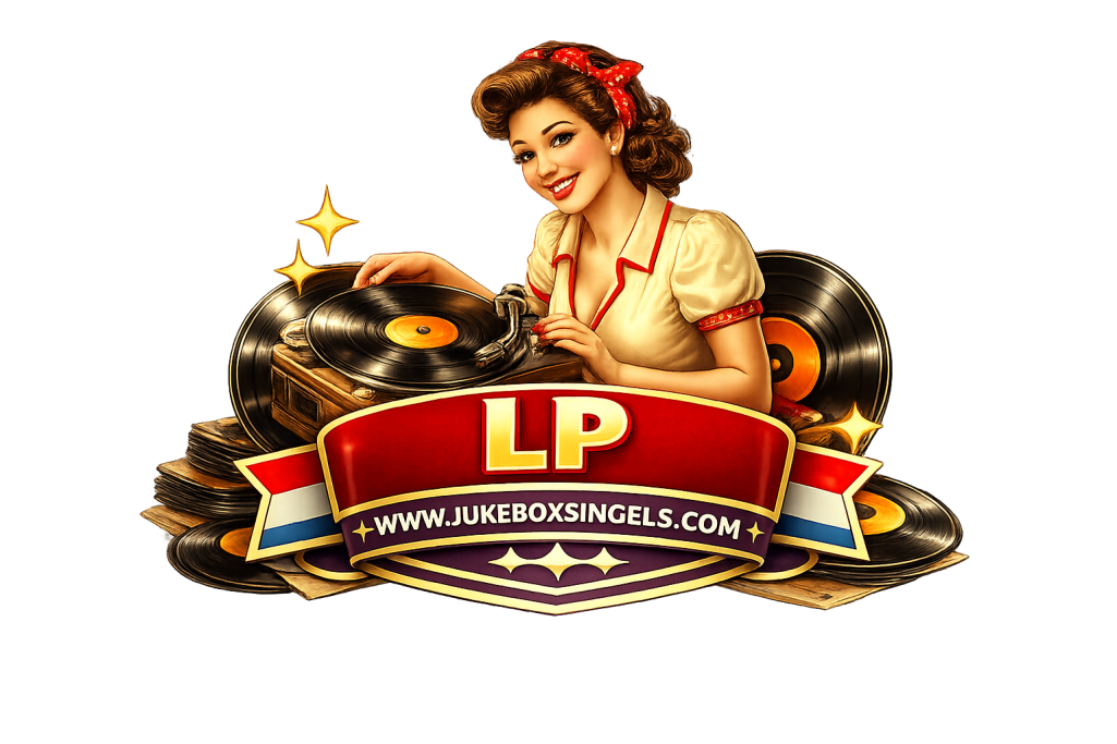 LP's Vrouw met een retro uitstraling die lp's en een microfoon vastheeft.